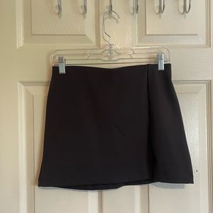 Black Mini Skirt with Split Hem